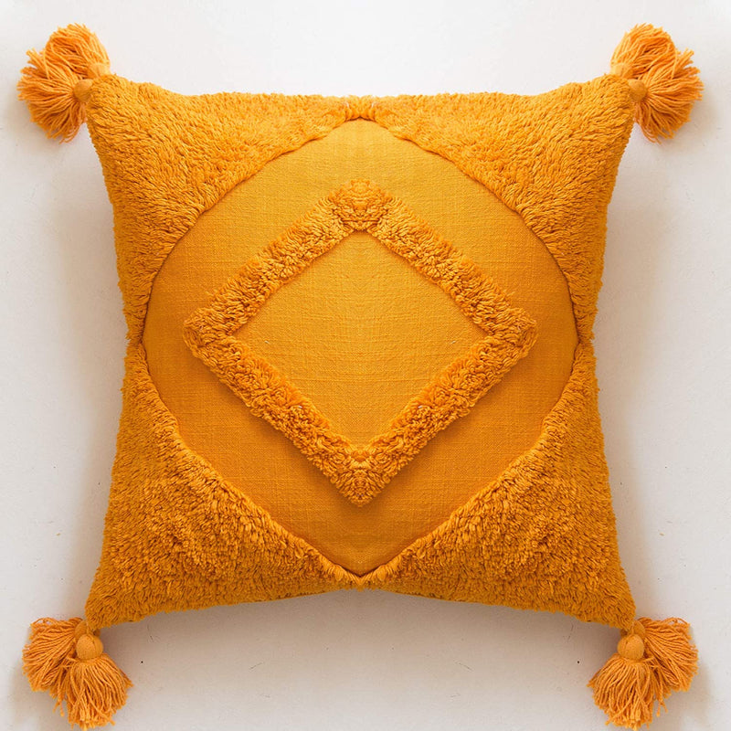 2 Pack Bohemian Decorative Throw Pillow Cover 18x18 100% Cottontufted Diamond