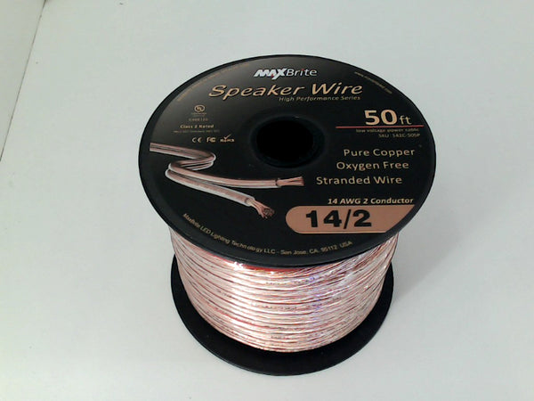 MAXBrite 50ft High Performance Speaker Wire Oxygen Free Copper