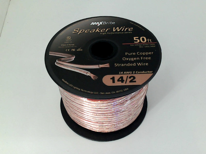 MAXBrite 50ft High Performance Speaker Wire Oxygen Free Copper