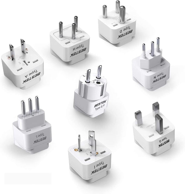 Bestek Worldwide Travel Plug Adapter Set Grounded Universal Power Plug 8 Packs