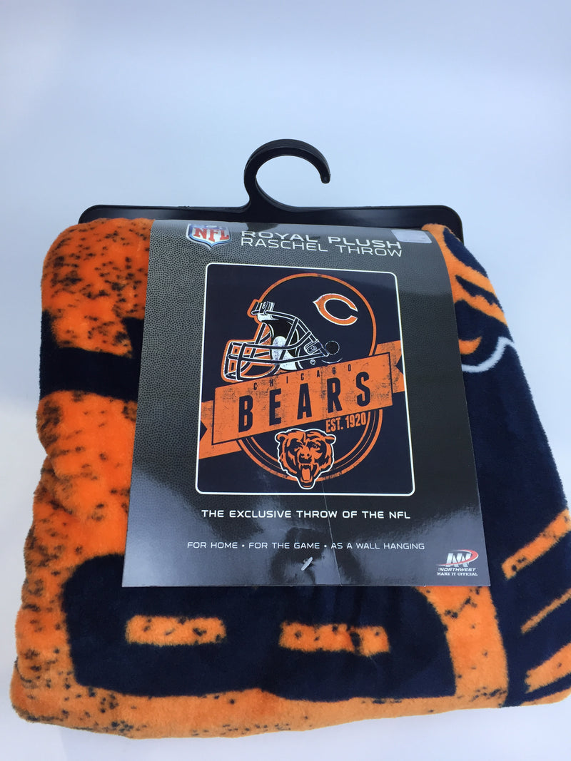 Nfl Royal Plush Raschel Throw Chicago Bears 1920 50x60 127x152cm 100% Polyester