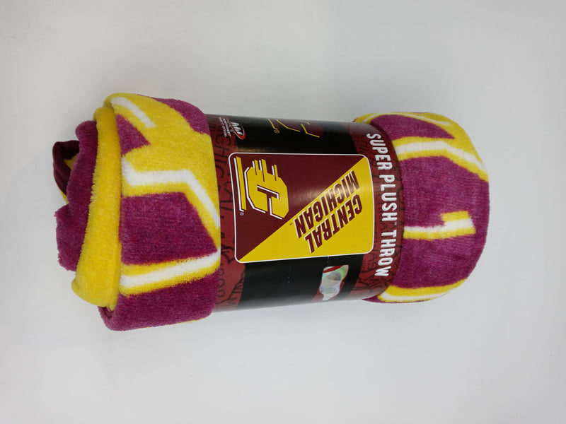 Super Plush Central Michigan Throw 46x60 Inch 100% Polyester