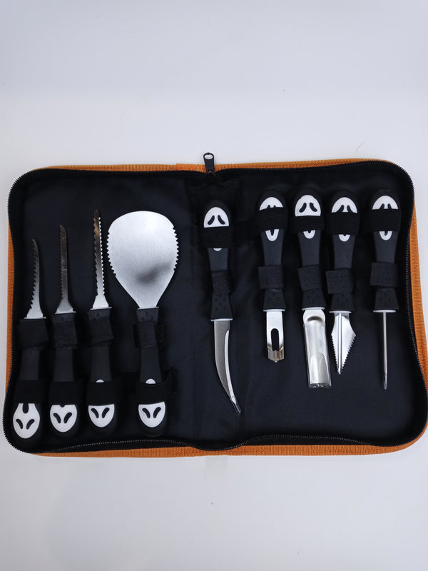 Professional Pumpkin Carving Kit Heavy Duty Stainless Stee Case 9 Piece Set