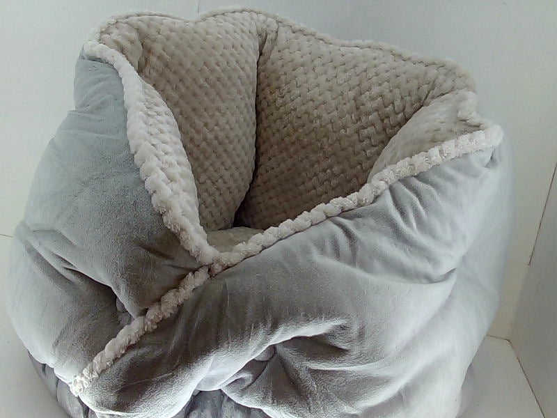Furhaven Velvet Calming Pet Bed - Light Grey