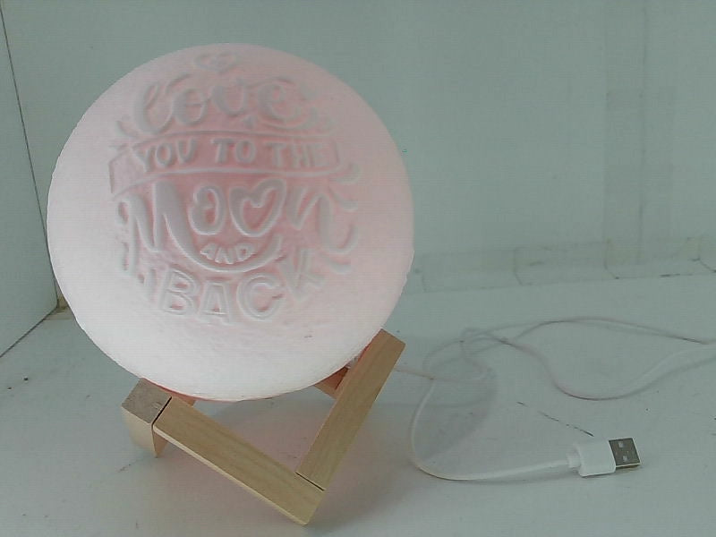 Engraved Moon Lamp with Wooden Stand - 5.9 Inch