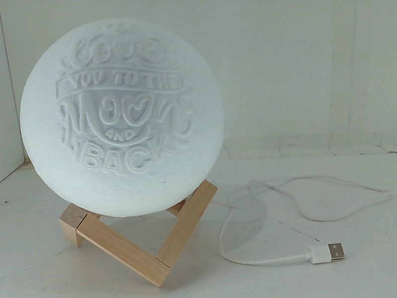 Engraved Moon Lamp with Wooden Stand - 5.9 Inch