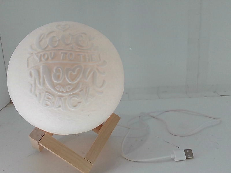 Engraved Moon Lamp with Wooden Stand - 5.9 Inch