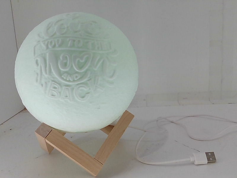 Engraved Moon Lamp with Wooden Stand - 5.9 Inch