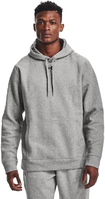 Under Armour Mens Hustle Fleece Hoodie Color True Gray Heatherblack Size XLarge