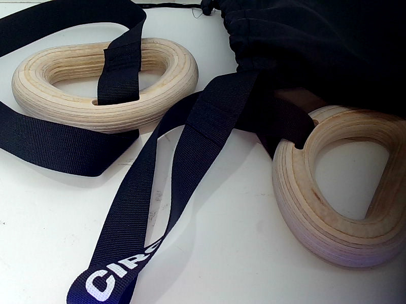 Adjustable Wooden Gymnastics Rings with Straps