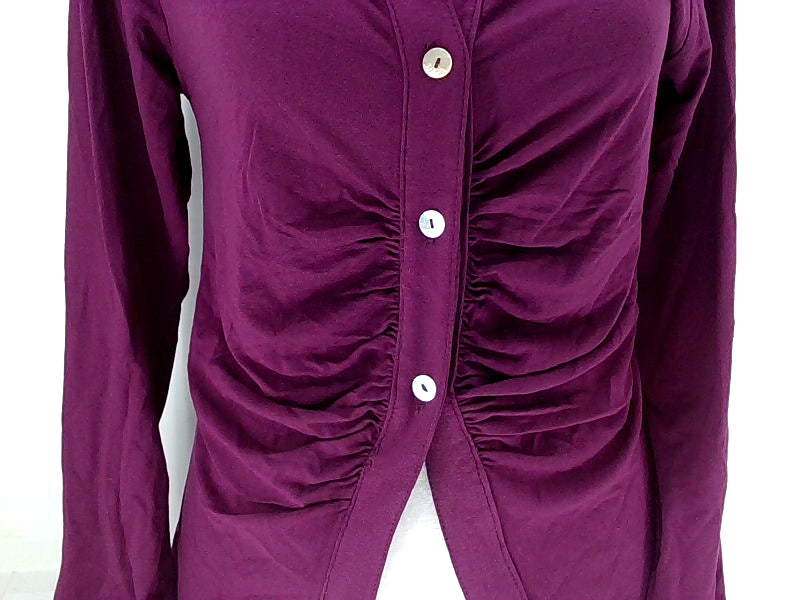 Women's Stretch Purple Blouse, Medium Size Button-Up