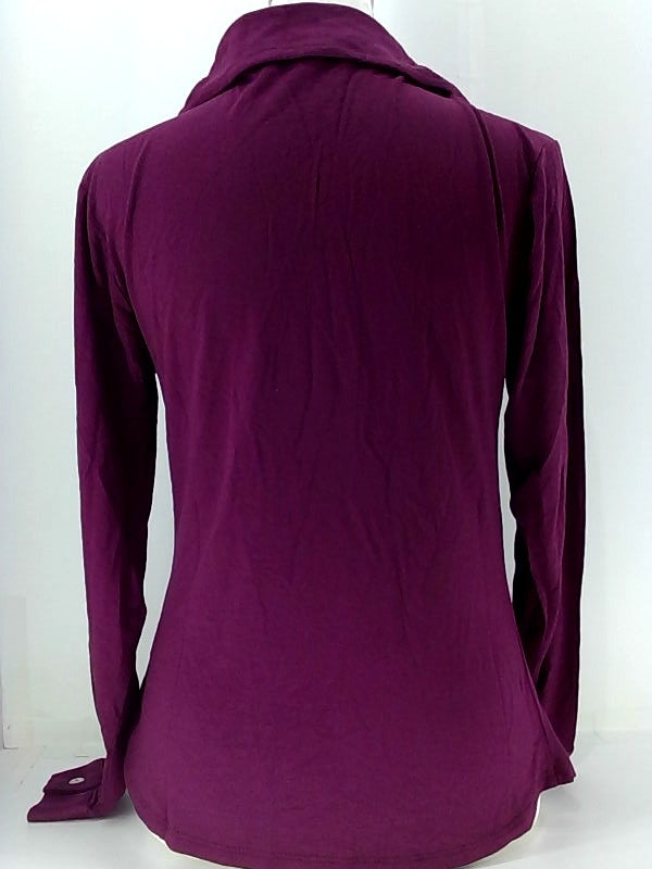 Women's Stretch Purple Blouse, Medium Size Button-Up