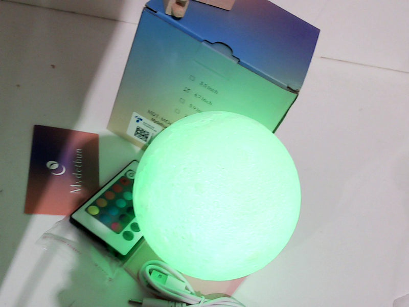 16-Color LED 3D Moon Lamp with Wooden Stand - 4.7 Inches