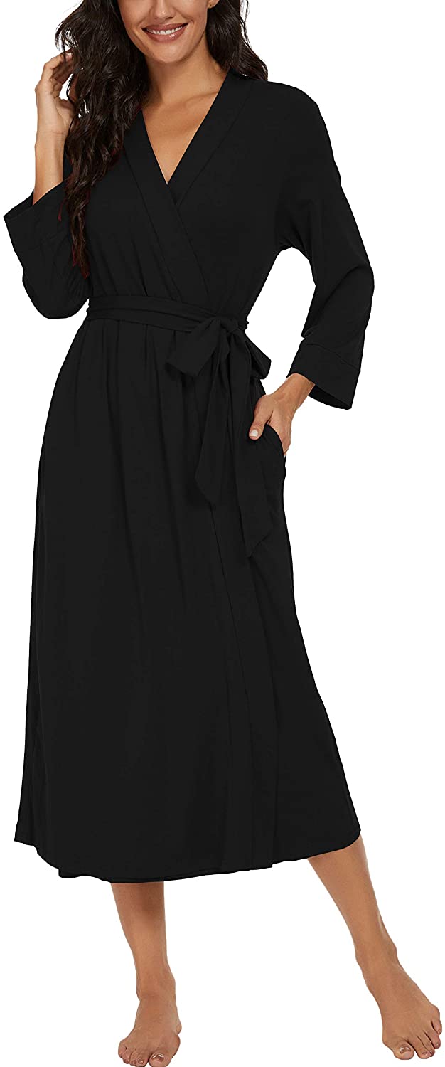 Vintatre Women's Lightweight Knit Robe XL Black