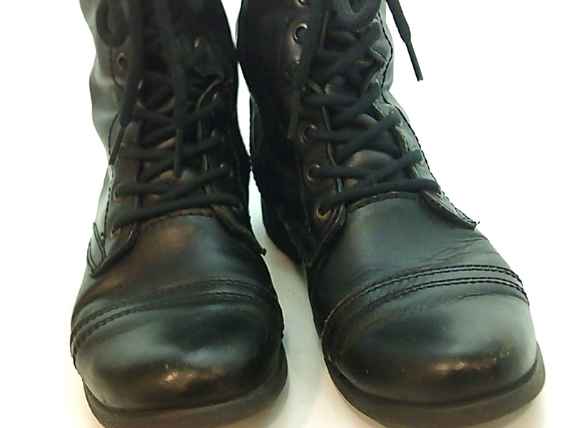 Steve Madden Troopa Black Leather Combat Boots Size 8.5