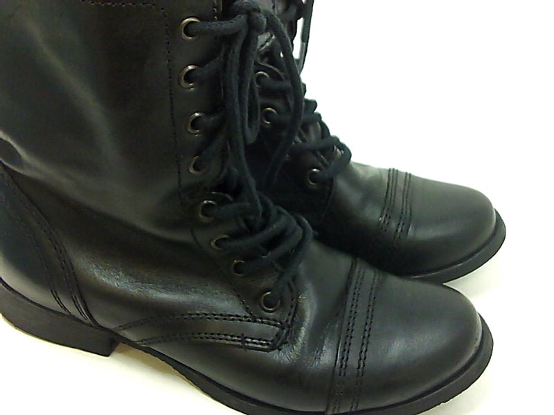 Steve Madden Troopa Black Leather Combat Boots Size 8.5