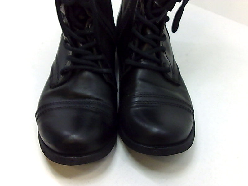 Steve Madden Troopa Black Leather Combat Boots Size 8.5