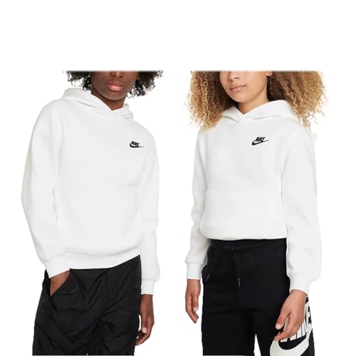 Nike Kids Club Fleece Hoodie White/Black - Size 8