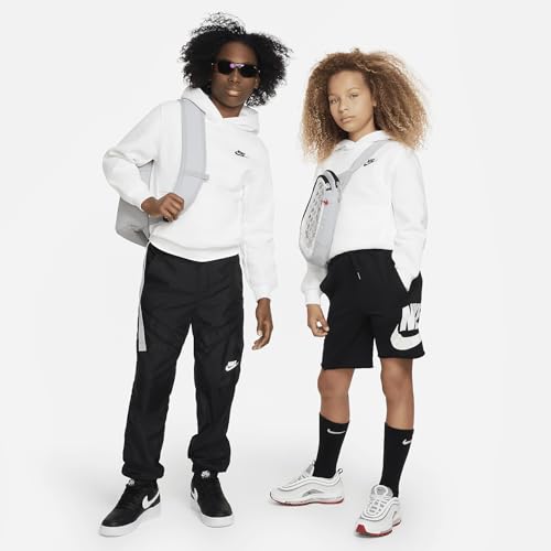 Nike Kids Club Fleece Hoodie White/Black - Size 8