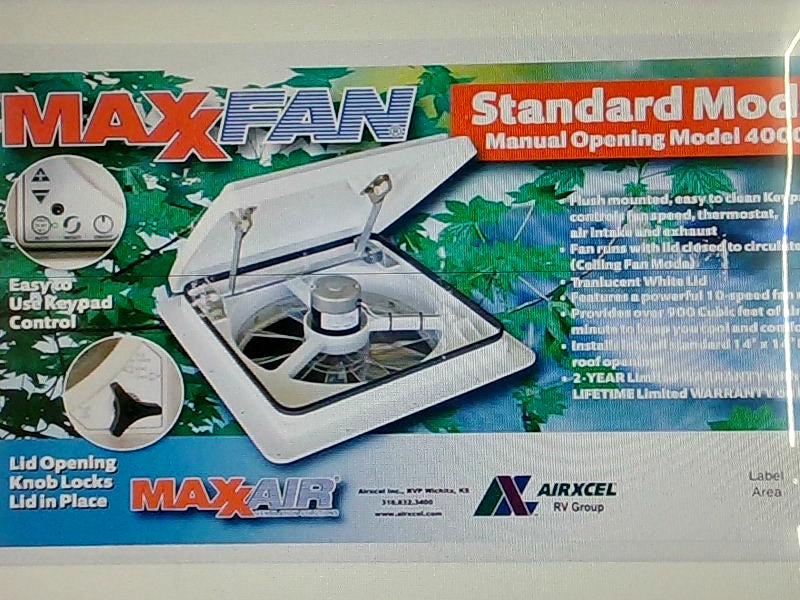 Maxxair Maxxfan Plus 10 Speed High Powered Rv Ventilation Fan White