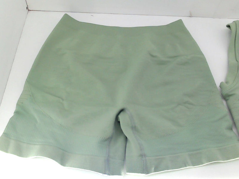 ABOCIW Women's Light Green Croptop and Shorts Set Medium