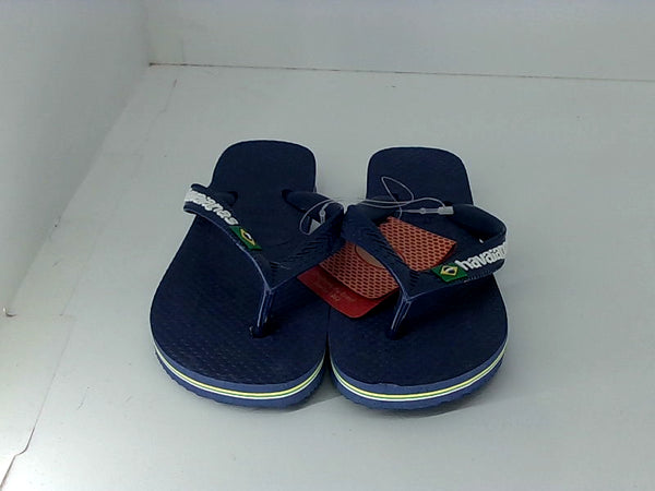 Havaianas Boys Brasil Logo Fc Toe Sandals Color Navy Blue Size 11 Pair of Shoes