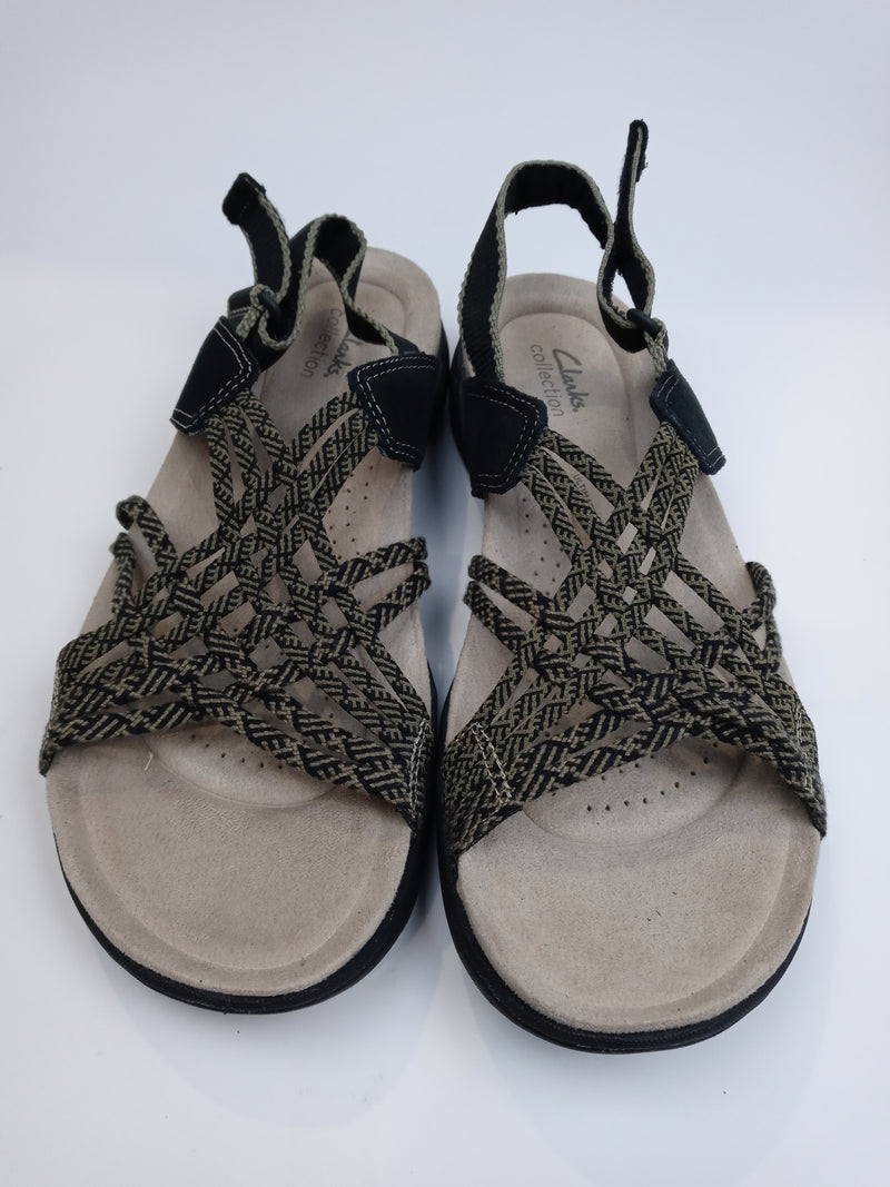 Clarks Women Size 10w Black Combi Amanda Ease Pair Of Shoes