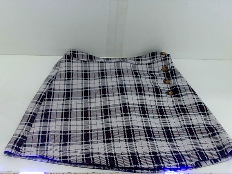 Plaid ALine Mini Skirt with Button Details Small