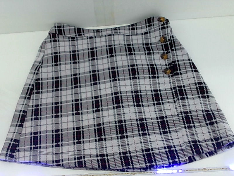 Plaid ALine Mini Skirt with Button Details Small