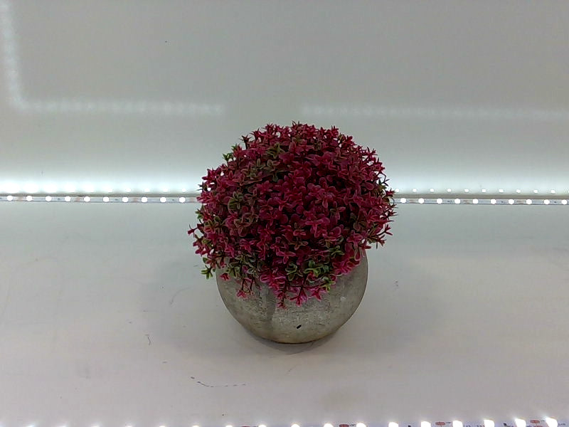 Artificial Pink Flower Arrangement in Stone Pot - Home Decor