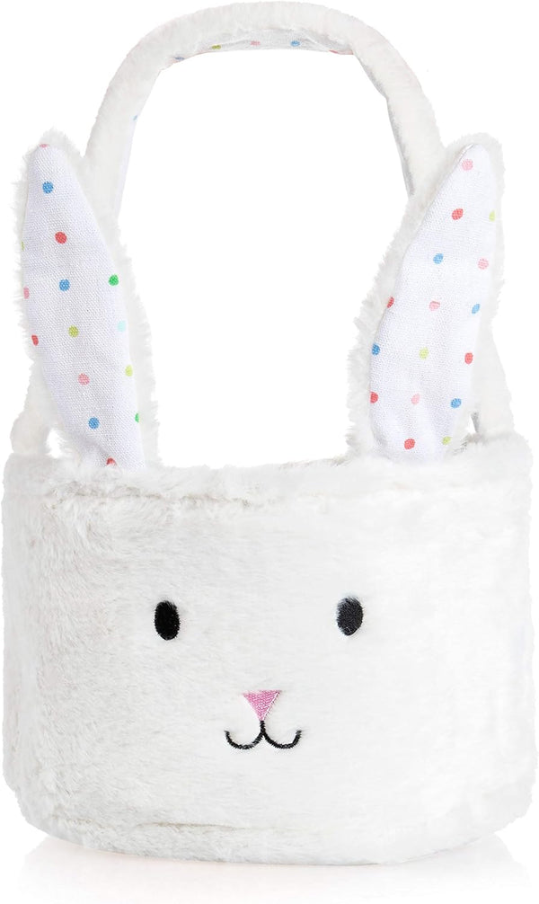 Homarden Plush Bunny Basket Cute Fluffy Bunny Baskets with Foldable Ears