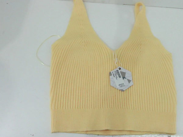 Paper Crane Canary Yellow Ribbed Knit Crop Top