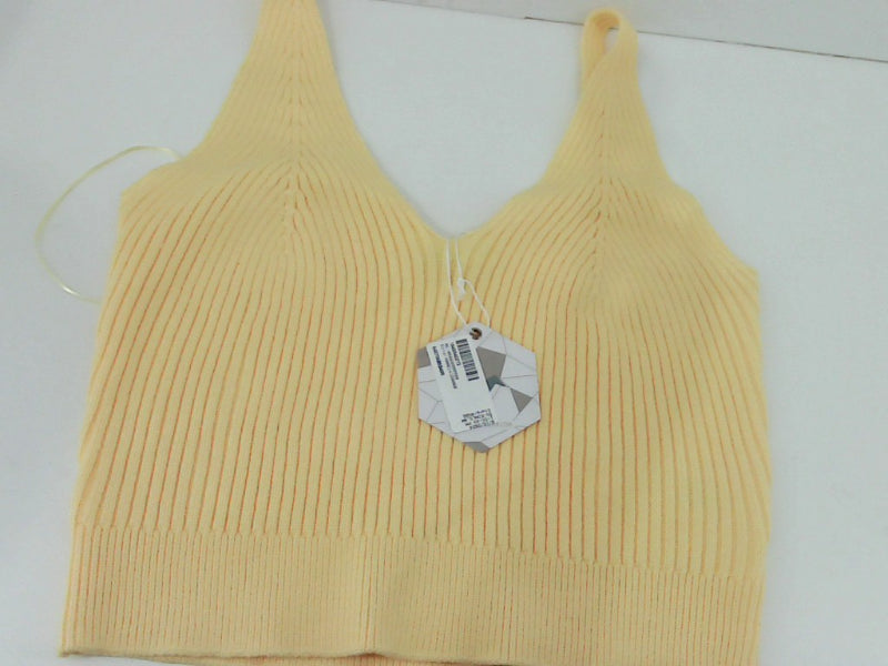 Paper Crane Canary Yellow Ribbed Knit Crop Top