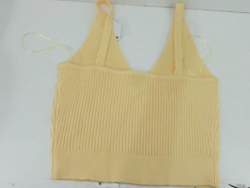 Paper Crane Canary Yellow Ribbed Knit Crop Top