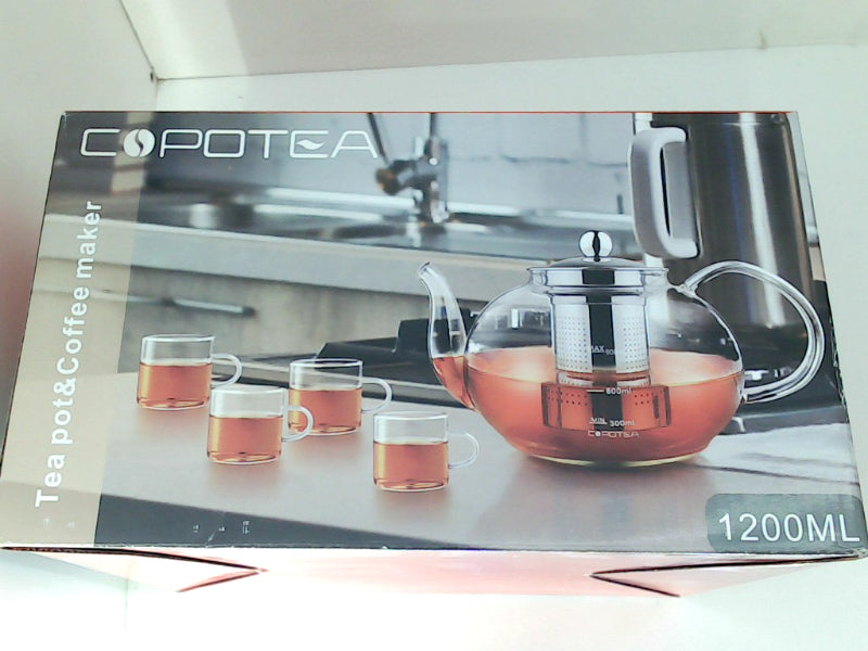 COPOTEA Clear 1200ml Glass Tea Pot and Coffee Maker Set