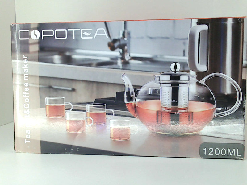 COPOTEA Clear 1200ml Glass Tea Pot and Coffee Maker Set