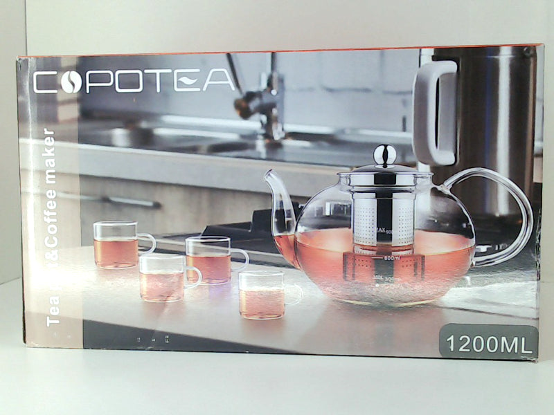 COPOTEA Clear 1200ml Glass Tea Pot and Coffee Maker Set