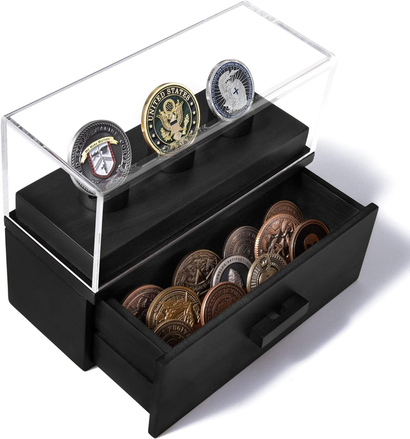 Challenge Coin Display Case The Podium Dark Wood 3 Challenge Coin Case Holder