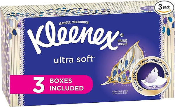 Kleenex Ultra Soft Facial Tissues, 120 Tissues Per Box and 1 Free Pack