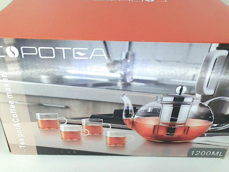 COPOTEA Clear 1200ml Glass Tea Pot and Coffee Maker Set