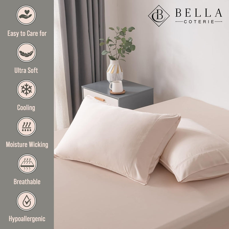 Bella Coterie, Luxury King Bamboo Pillowcase Set Ultra Soft 2 Pcs Color