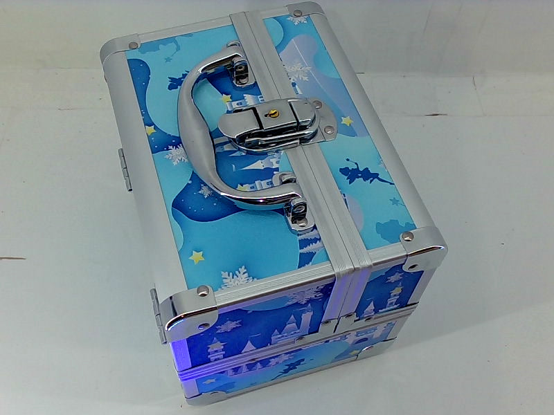 Aluminum Makeup Train Case in Blue with Magical Design