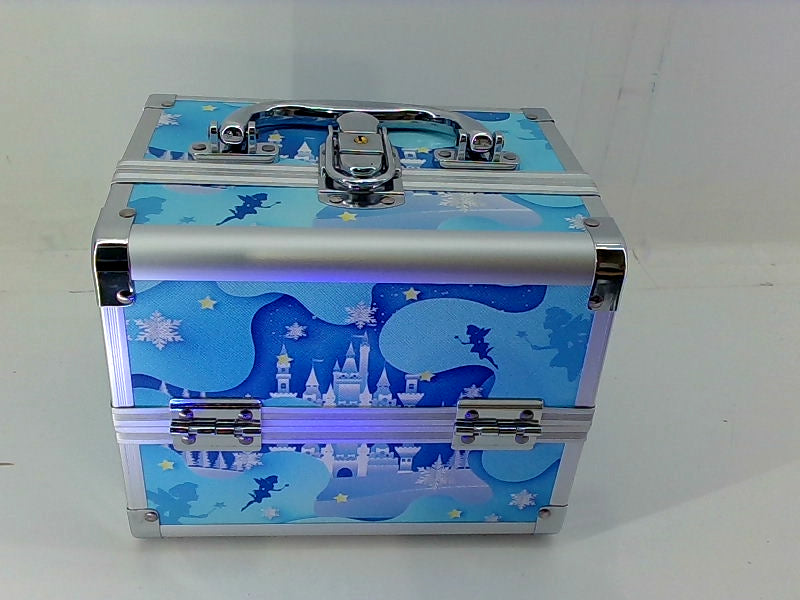 Aluminum Makeup Train Case in Blue with Magical Design