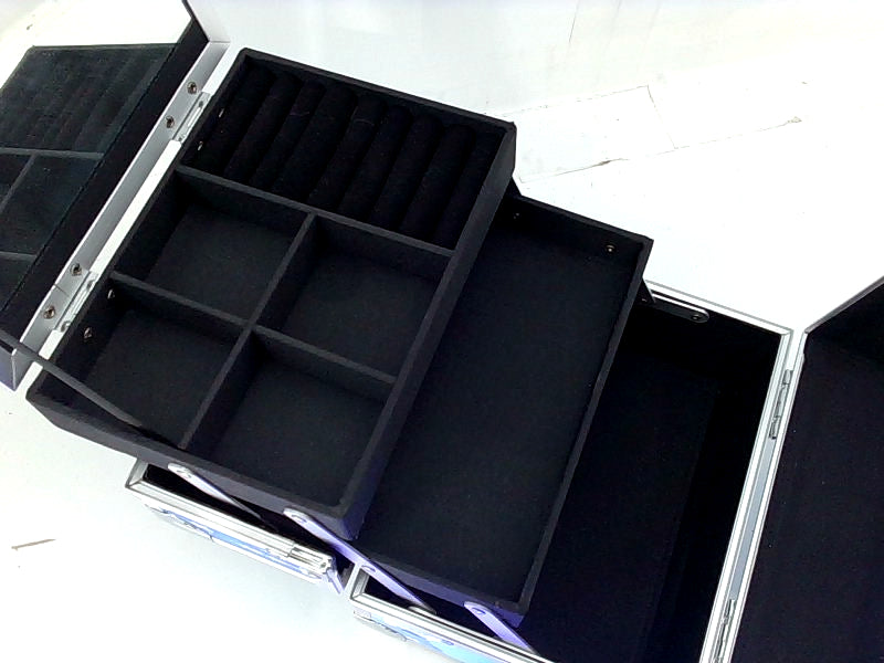 Aluminum Makeup Train Case in Blue with Magical Design