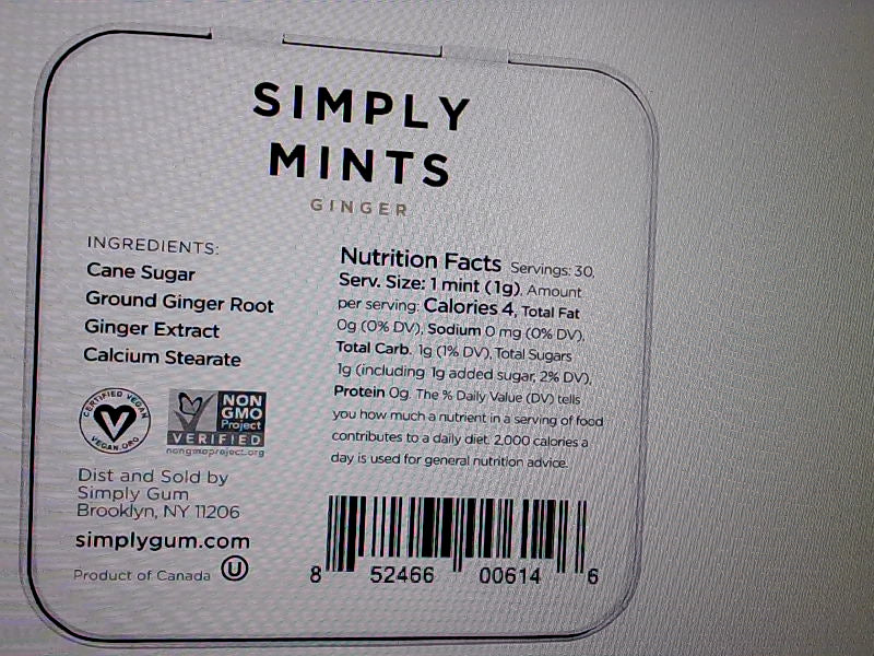 Simply Gum Ginger Mints Pack of 6