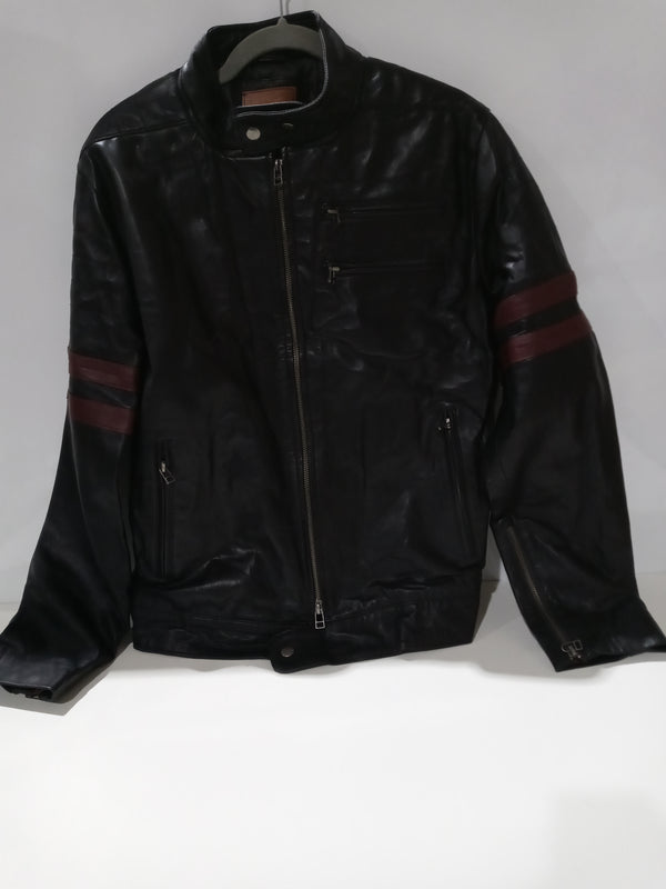 Leather Jacket Large Black/Maroon