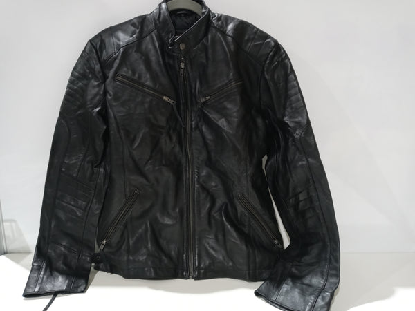 LEATHER JACKET Medium BLACK Lambskin Leather,Genuine Leather,Polyester