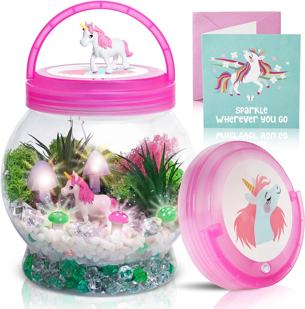Amitié Lane Light Up Unicorn Terrarium Kit for Kids Unicorns Gifts for Girls