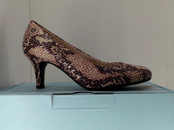 LifeStride Parigi Taupe Snake Print Heels - Size 8.5