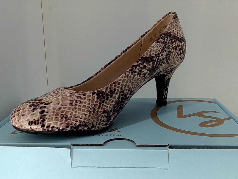 LifeStride Parigi Taupe Snake Print Heels - Size 8.5